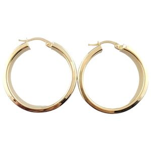 14K Yellow Gold Wide Hoop Earrings #16070